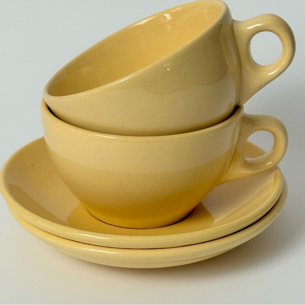Grindley Yellow Ceramic Cup and Saucer Set of 2 England Retro